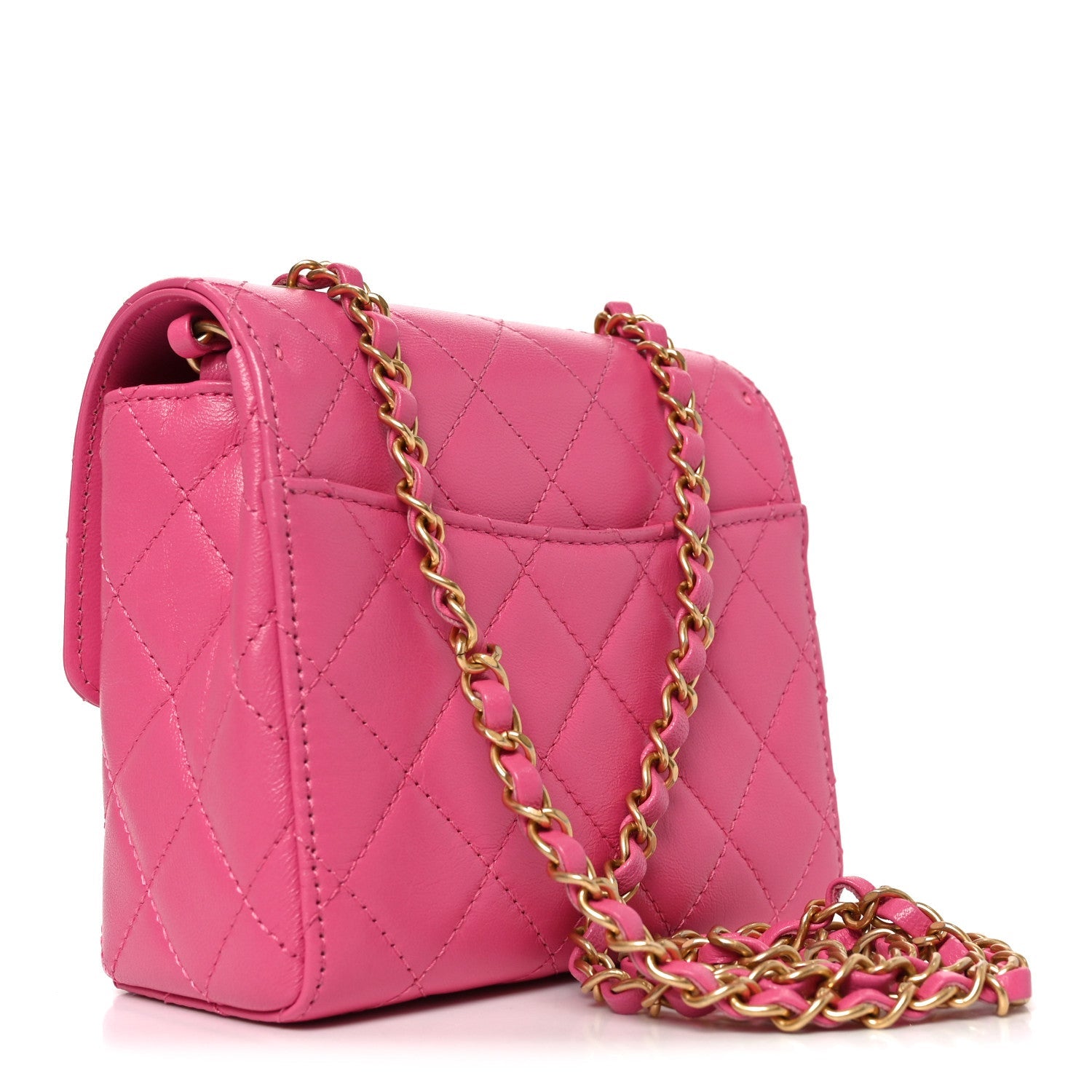 Chanel Goatskin Quilted Mini Square Flap Pink