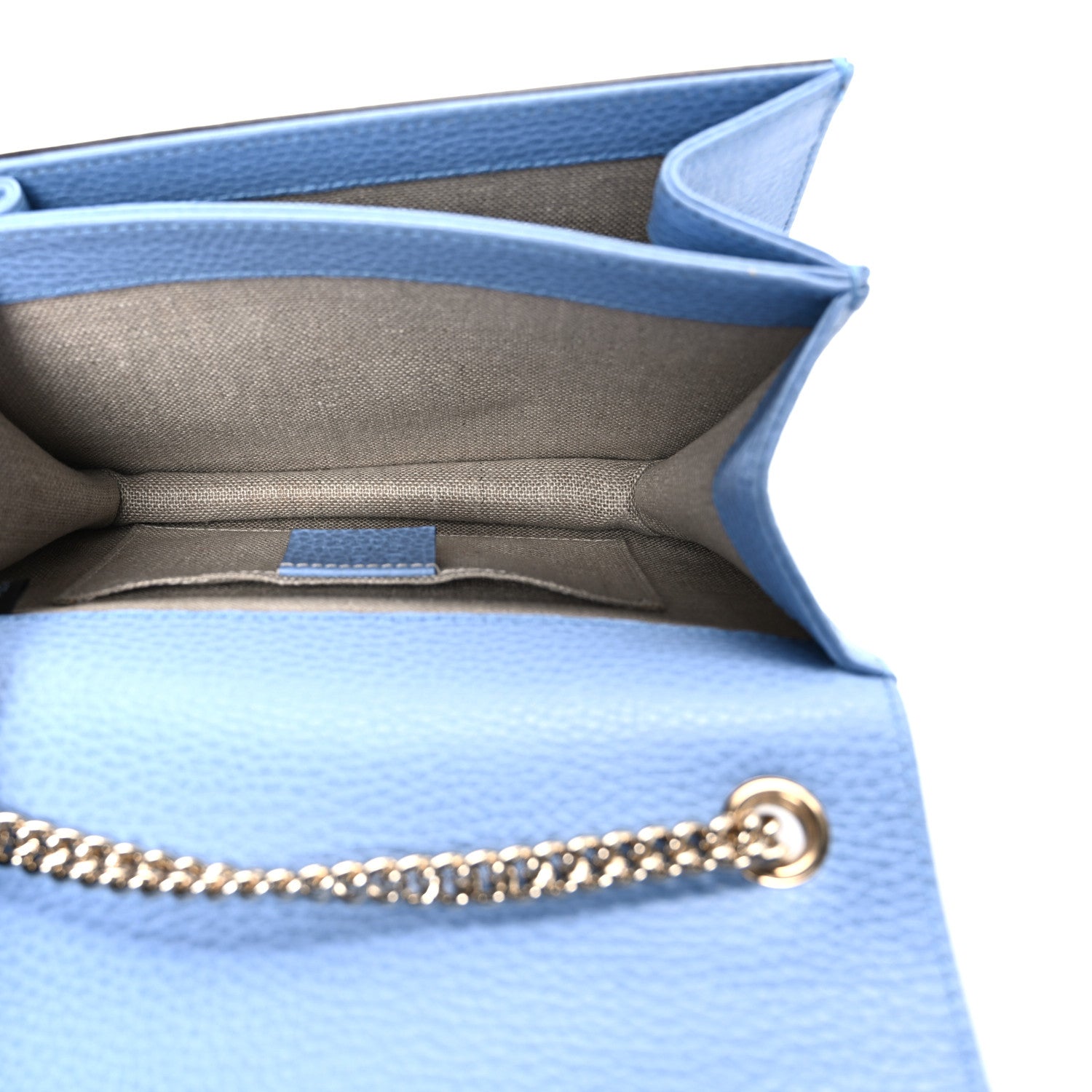 Gucci Dollar Calfskin Small Interlocking G Shoulder Bag Mineral Blue