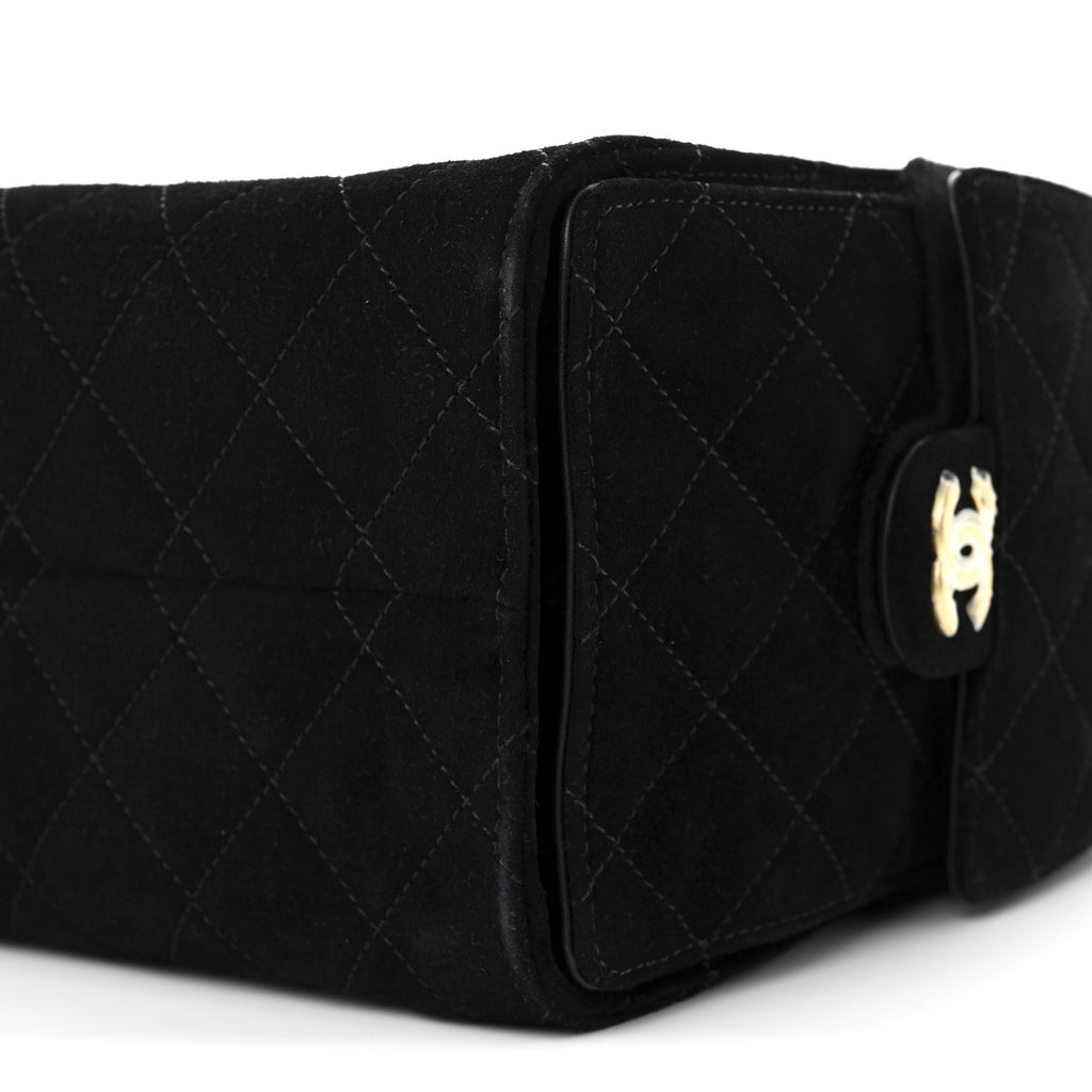 Chanel Suede Quilted Small Chanel 25 Handbag Black