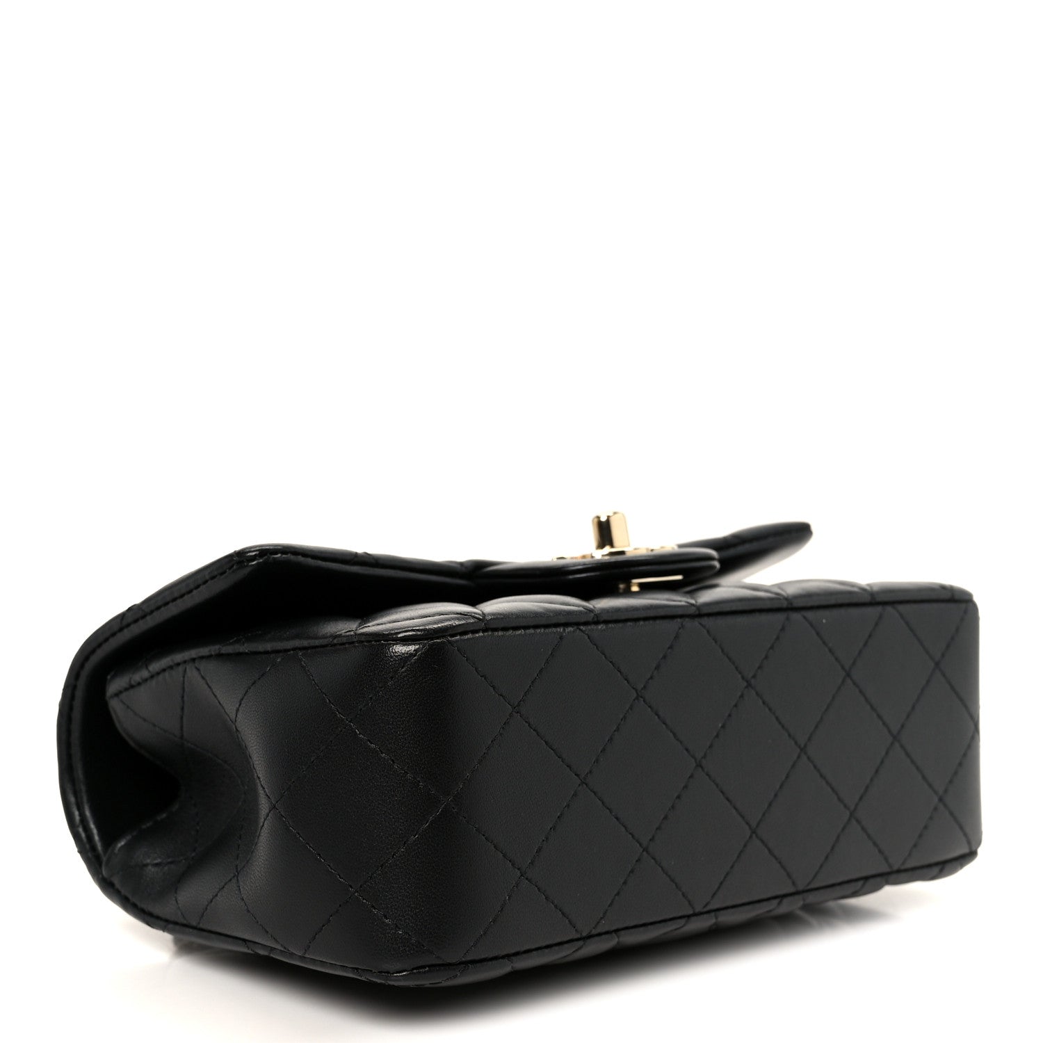 Chanel Lambskin Quilted Mini Top Handle Rectangular Flap Black