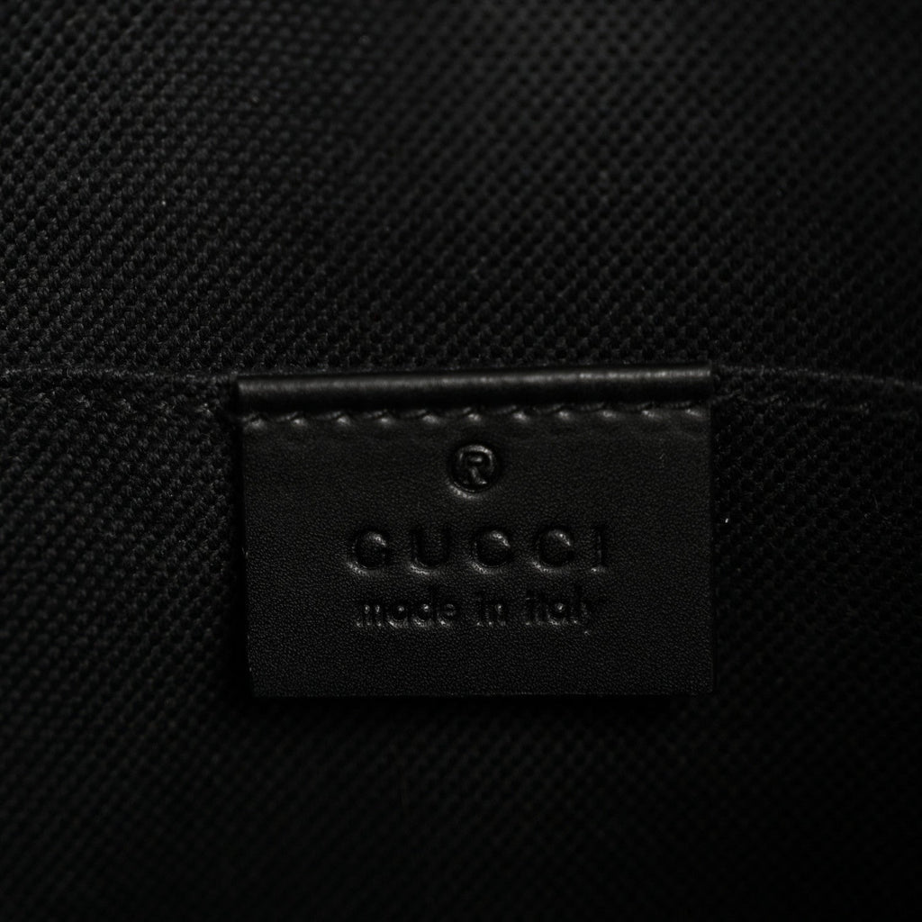 Gucci GG Supreme Monogram Web Small Flat Messenger Bag Black Grey