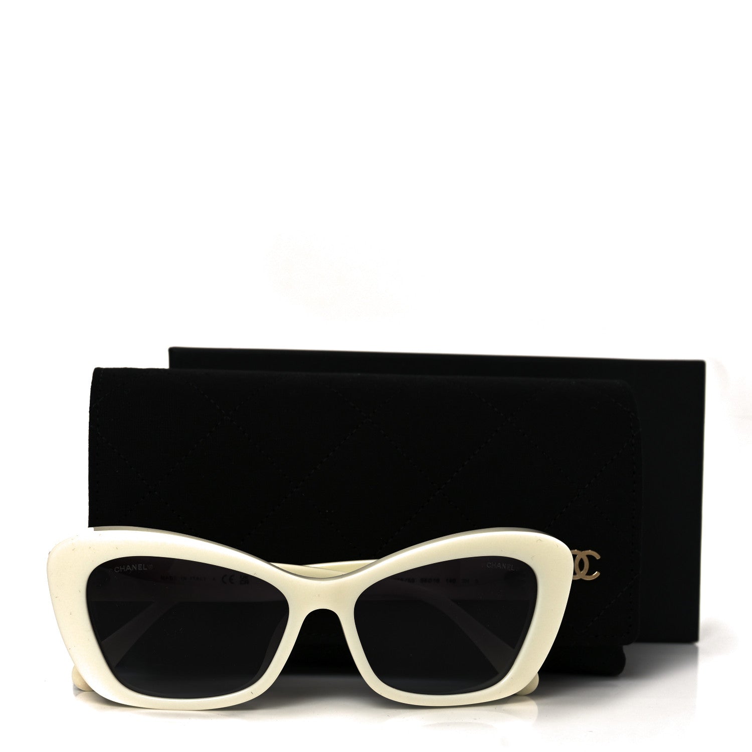 Acetate Pearl Cat Eye CC Sunglasses 5481-H-A White