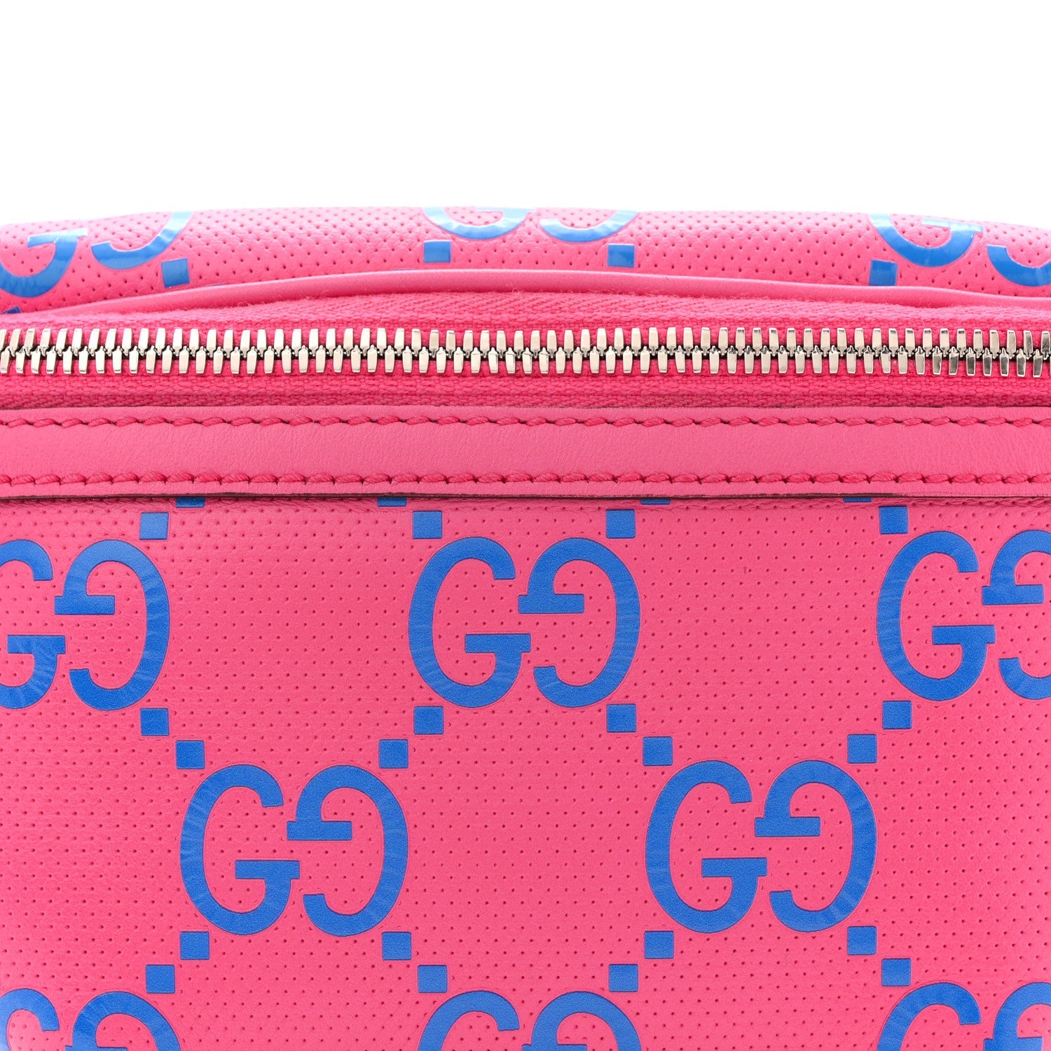 Gucci Calfskin GG Tennis Bi-Color Embossed Belt Bag Modern Fucsia Modern Blue