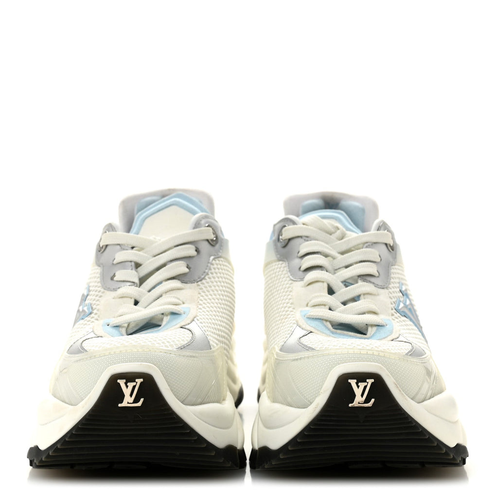 Louis Vuitton Patent Calfskin Technical Mesh Monogram Run 55 Sneakers 37 Bleu Clair