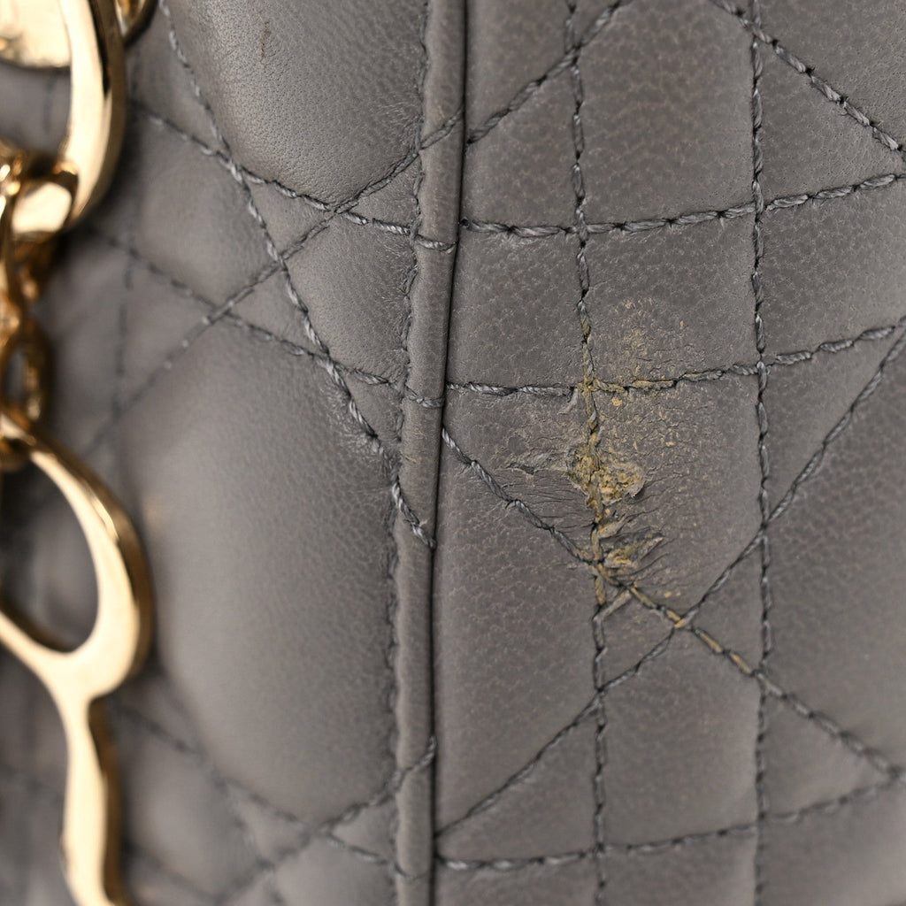 Christian Dior Lambskin Cannage Small Lucky Badges My Lady Dior Grey