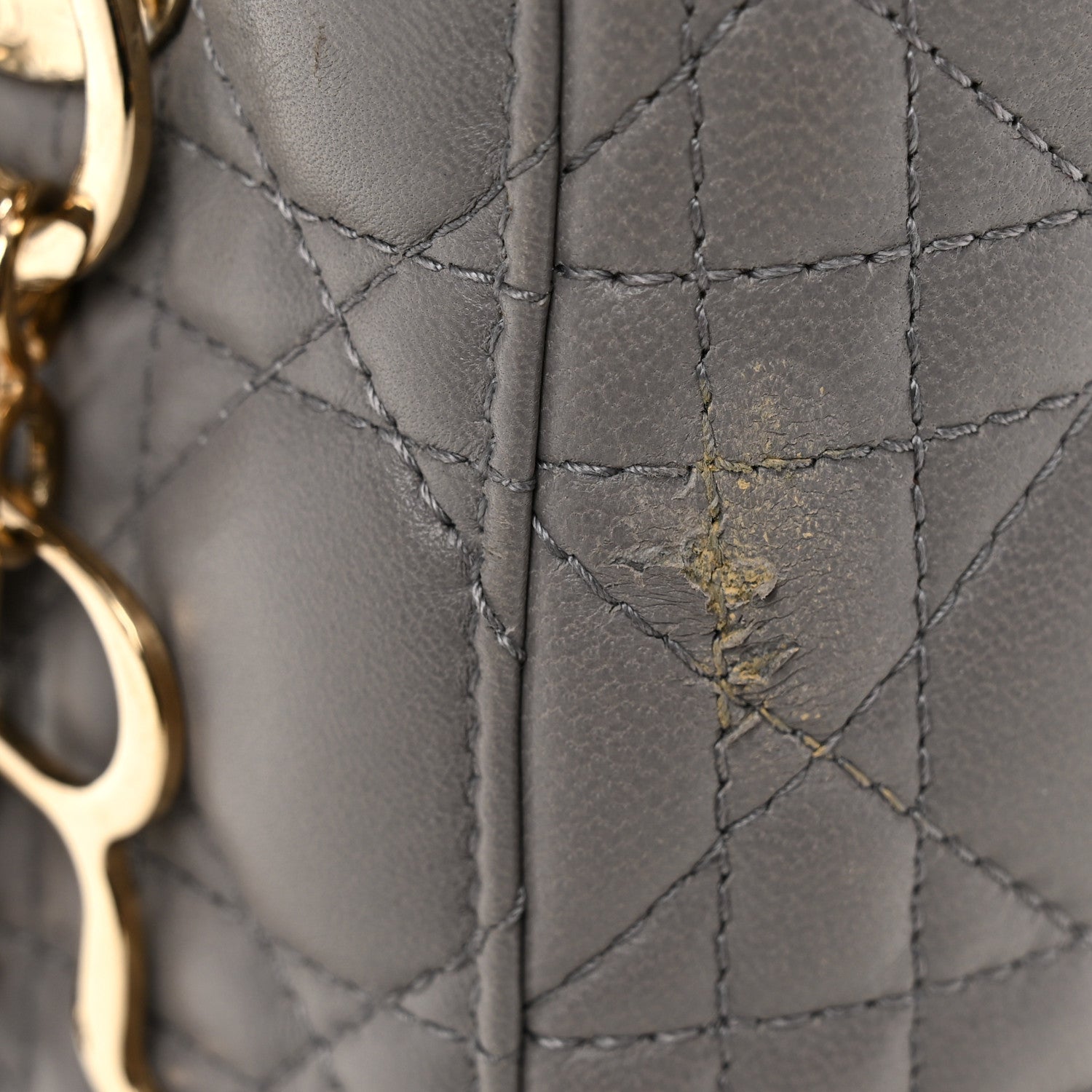 Christian Dior Lambskin Cannage Small Lucky Badges My Lady Dior Grey