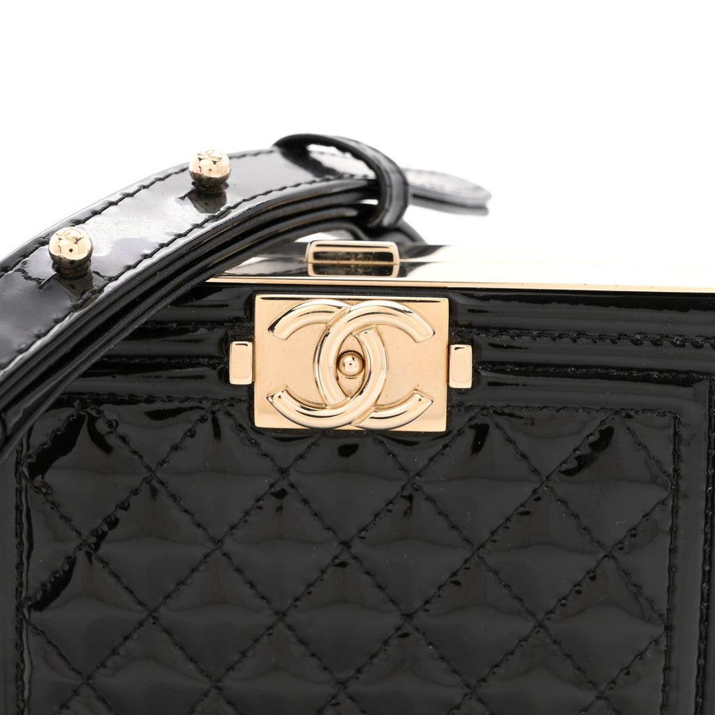 Chanel Patent Calfskin Boy Minaudiere Black