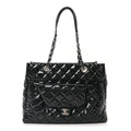 Chanel Patent Quilted Large Coco Shine Shopping Tote Navy