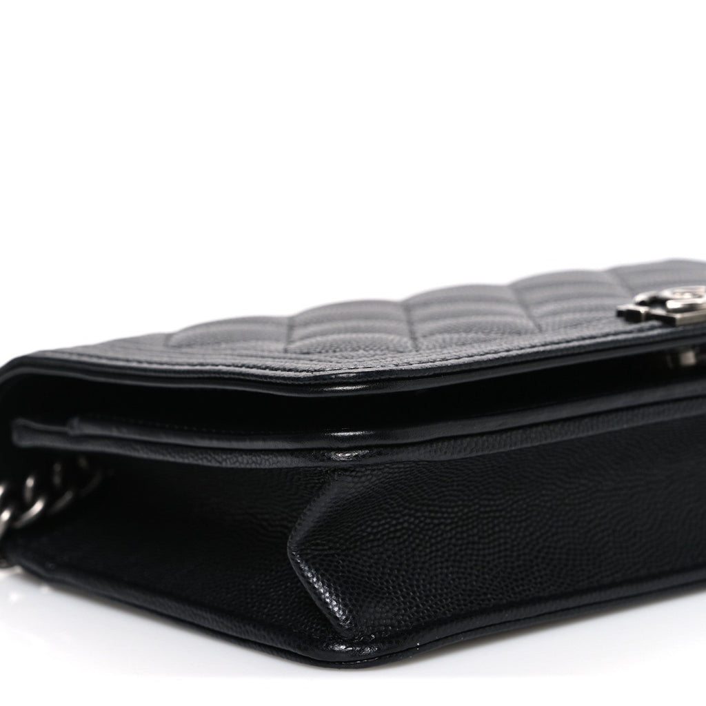 Chanel Caviar Quilted Boy Wallet On Chain WOC Black
