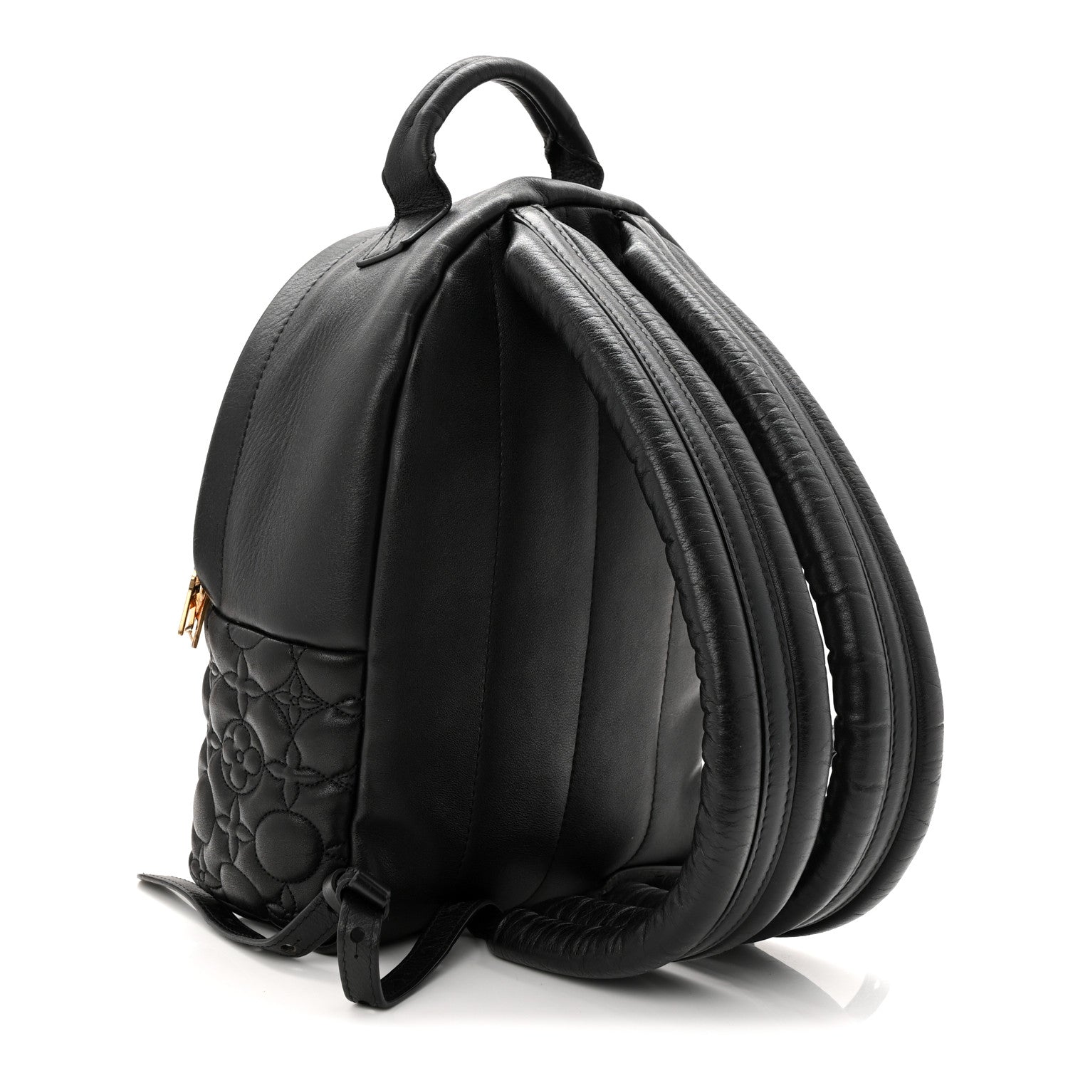 Louis Vuitton Lambskin Flower Quilted Palm Springs Backpack PM Black