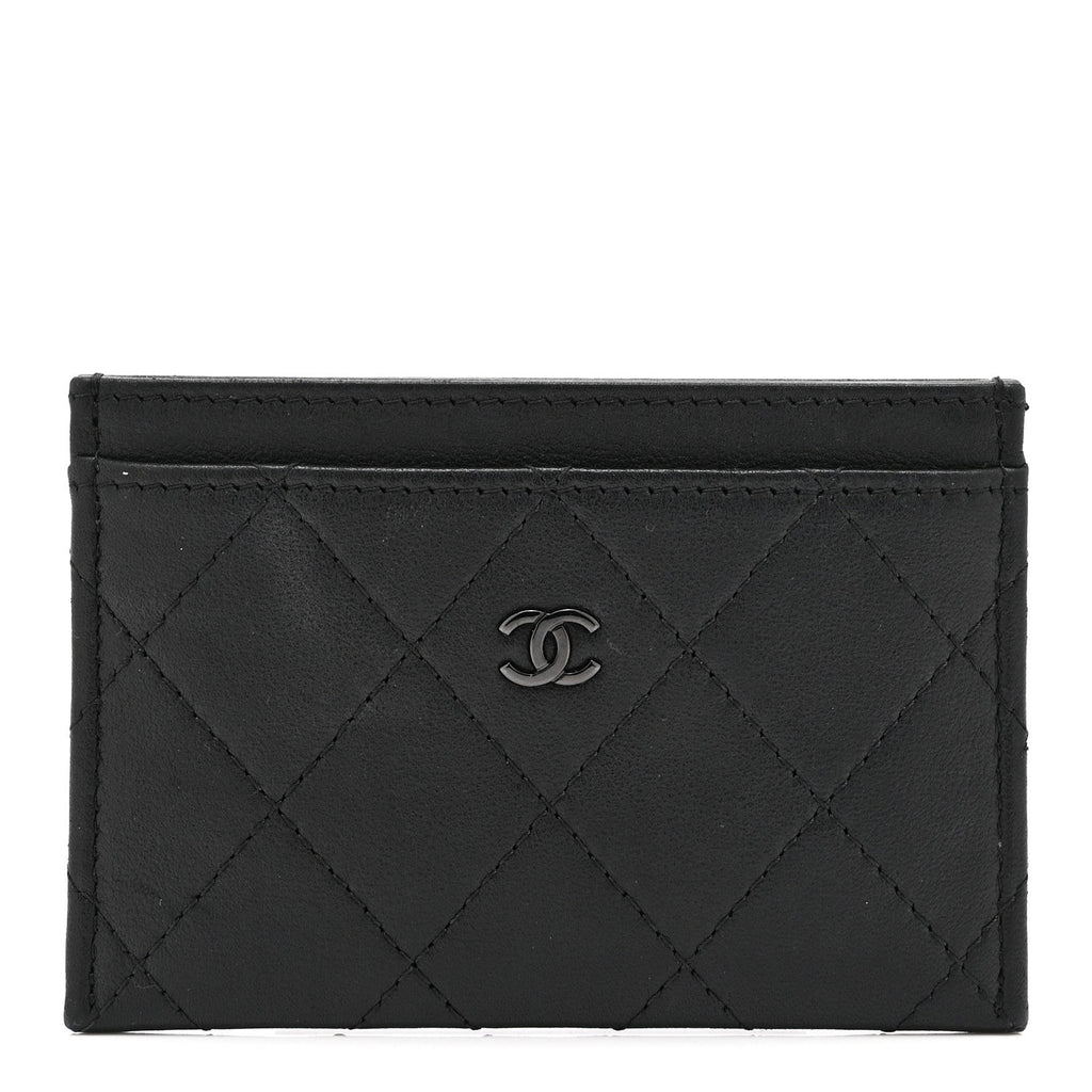 Calfskin Quilted Card Holder So Black