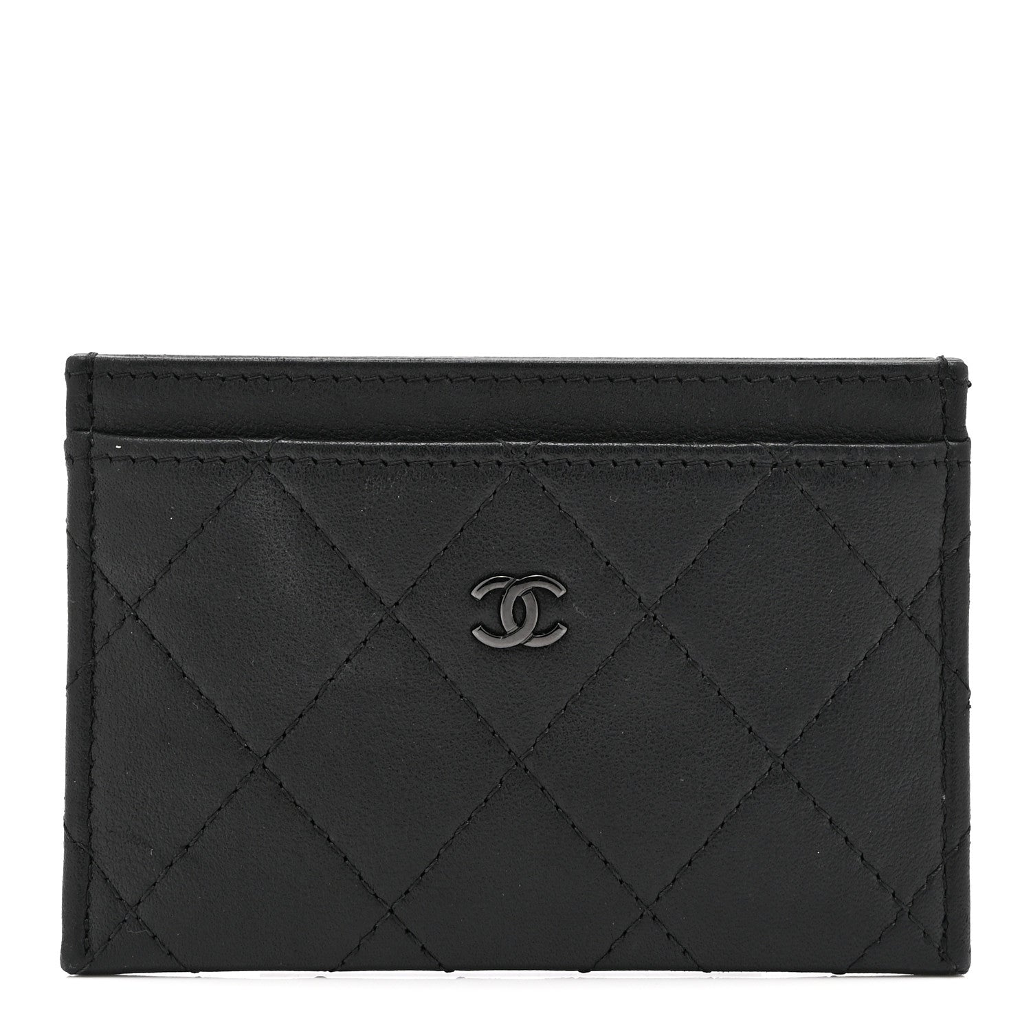 Calfskin Quilted Card Holder So Black