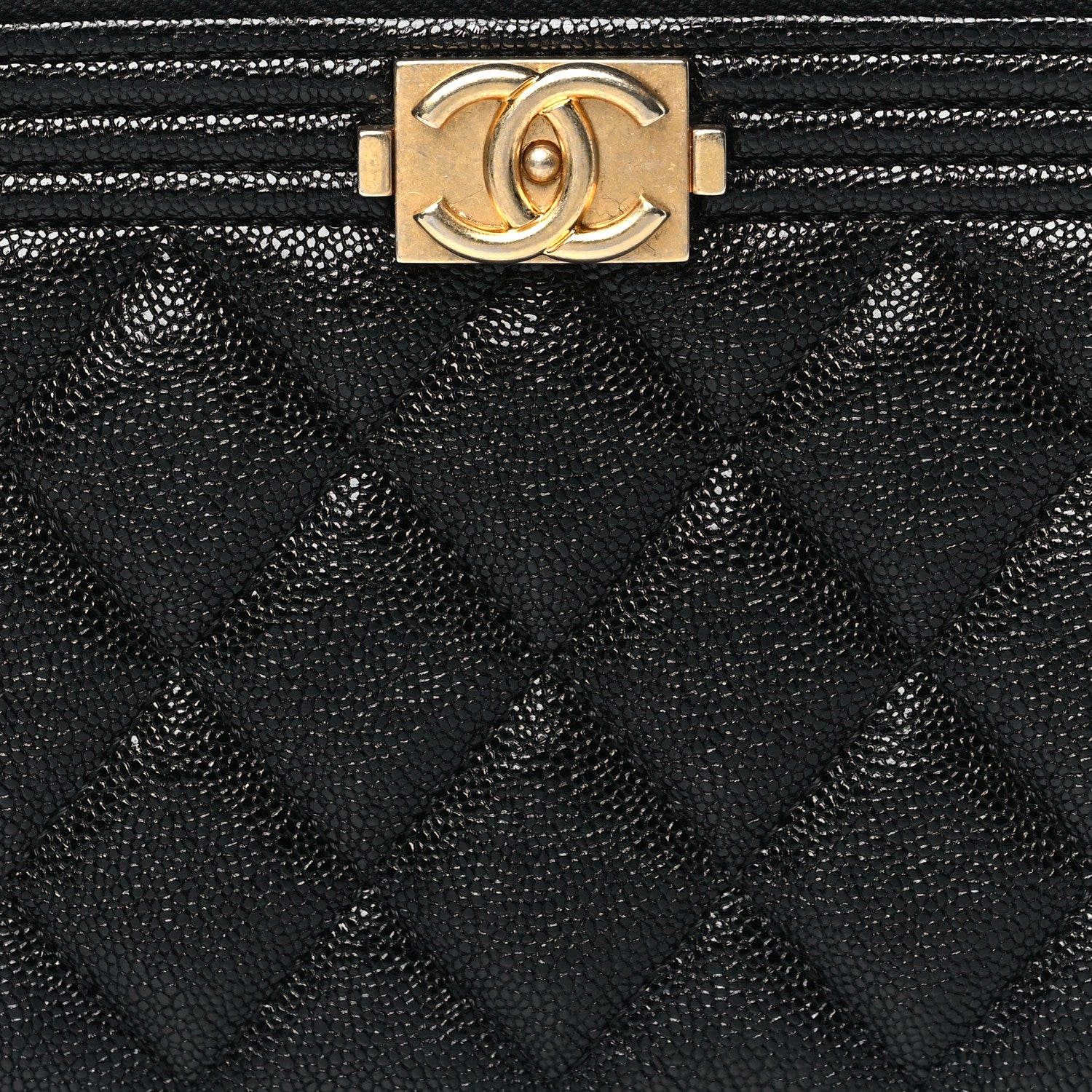 Chanel Caviar Quilted Small Boy Clutch With Chain Black
