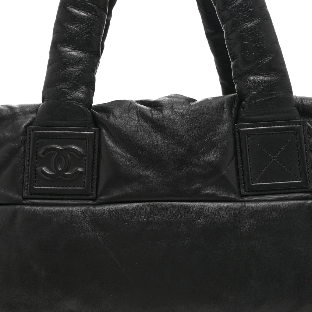 Chanel Lambskin Quilted Medium Coco Cocoon Reversible Tote Black