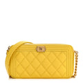 Chanel Caviar Quilted Small Boy Clutch With Chain Yellow