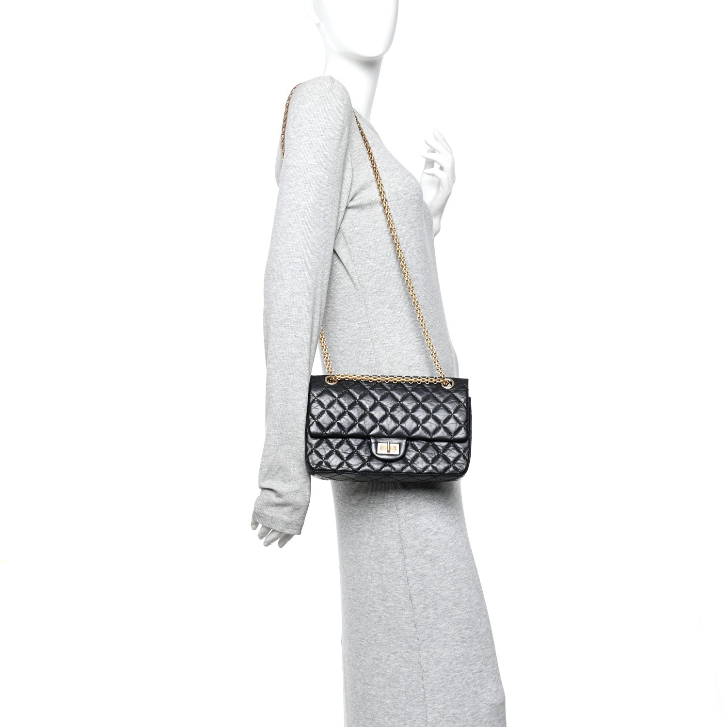 Chanel Aged Calfskin Quilted 2.55 Reissue 225 Flap Black