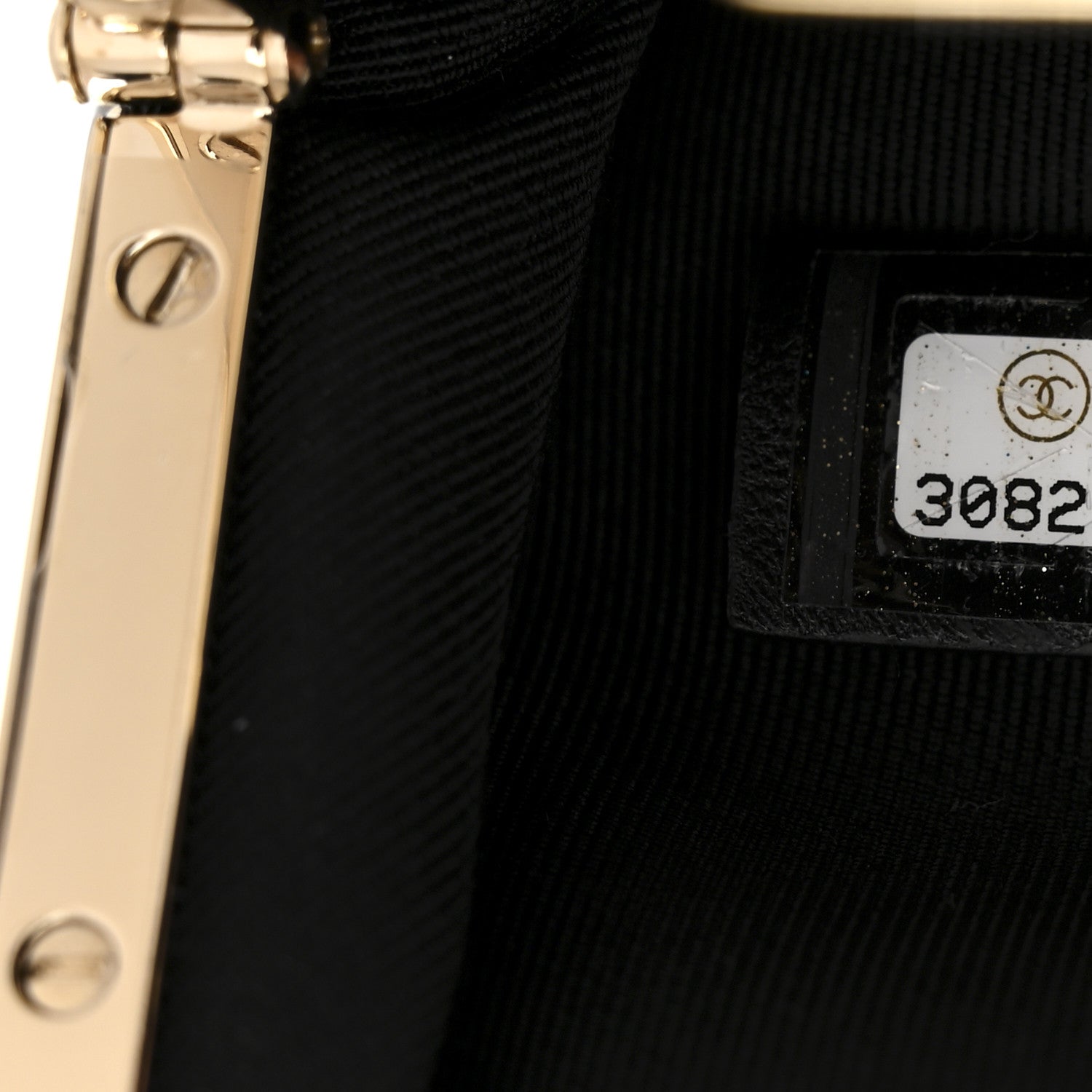 Chanel Shiny Aged Lambskin Quilted Kiss Lock Clutch With Chain Black