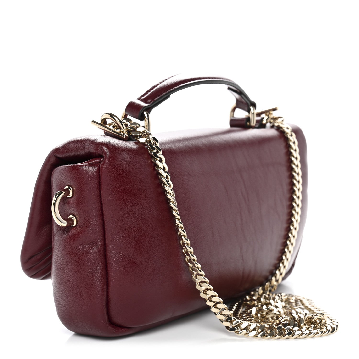 Gucci Lambskin Mini GG Milano Top Handle Shoulder Bag Rosso Ancora