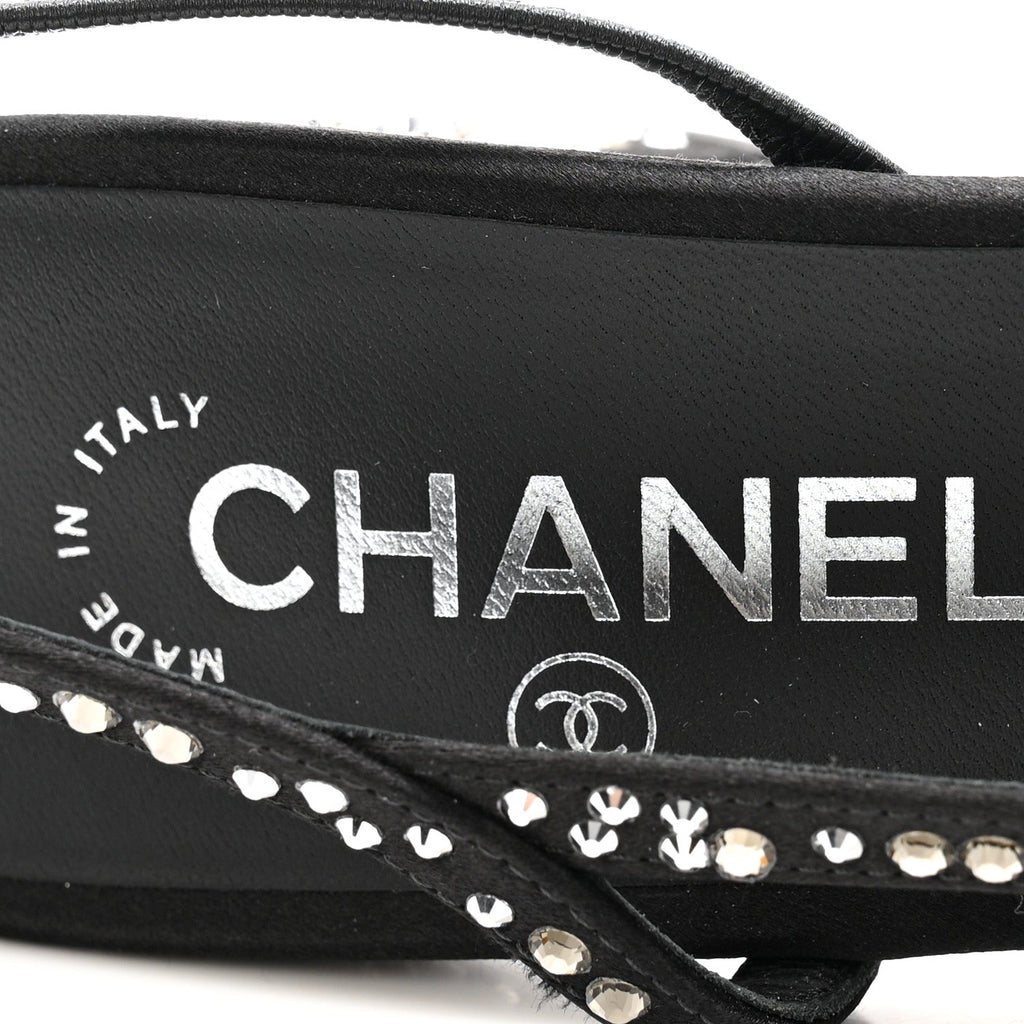 Chanel Strass Cap Toe CC Slingback Pumps 39.5 Black