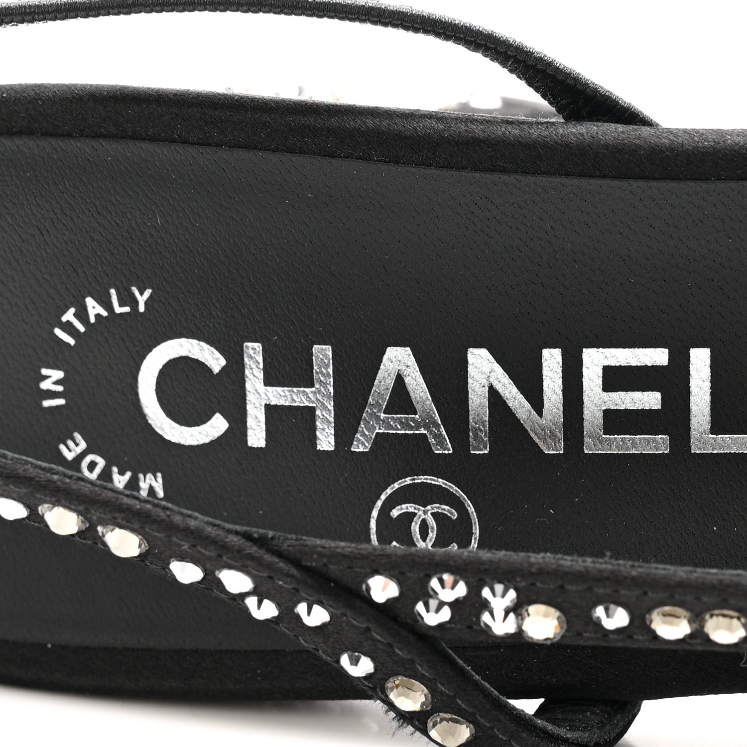 Chanel Strass Cap Toe CC Slingback Pumps 39.5 Black
