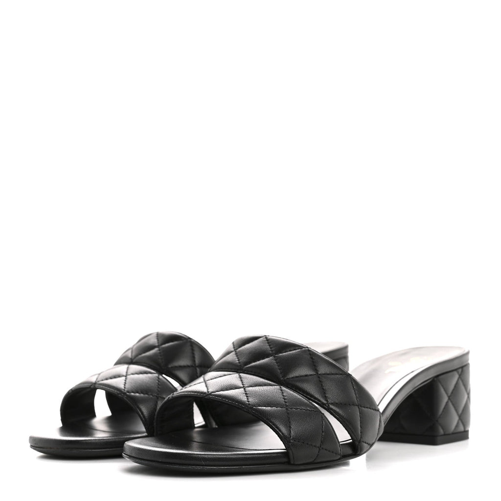Lambskin Quilted Mules 40 Black