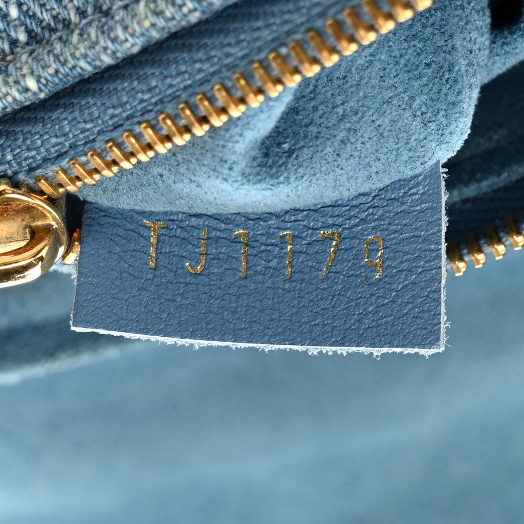 Louis Vuitton Embroidered Monogram Denim New Wave Chain Pochette Blue