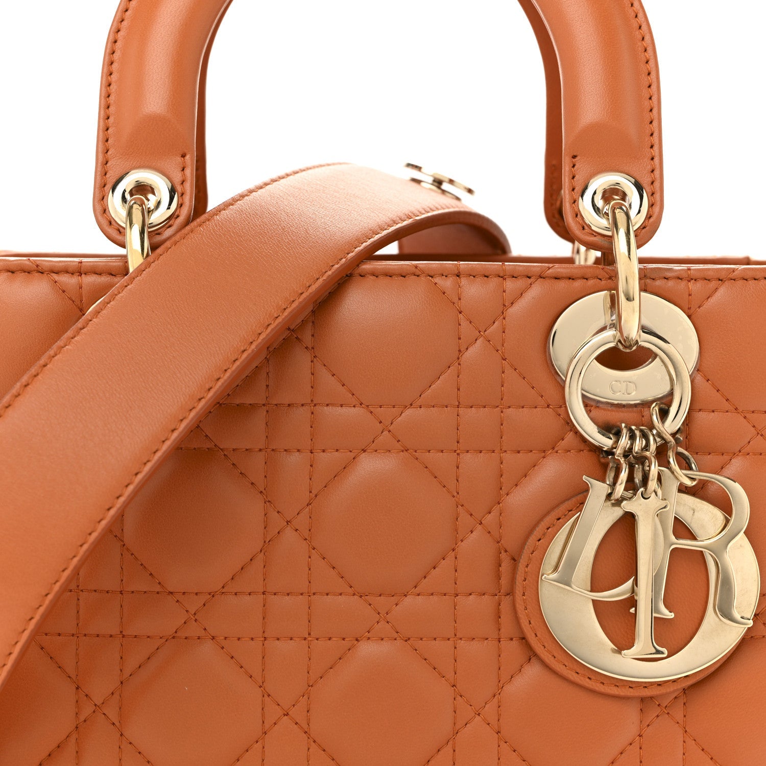 Christian Dior Lambskin Cannage Small Lucky Badges My Lady Dior Orange