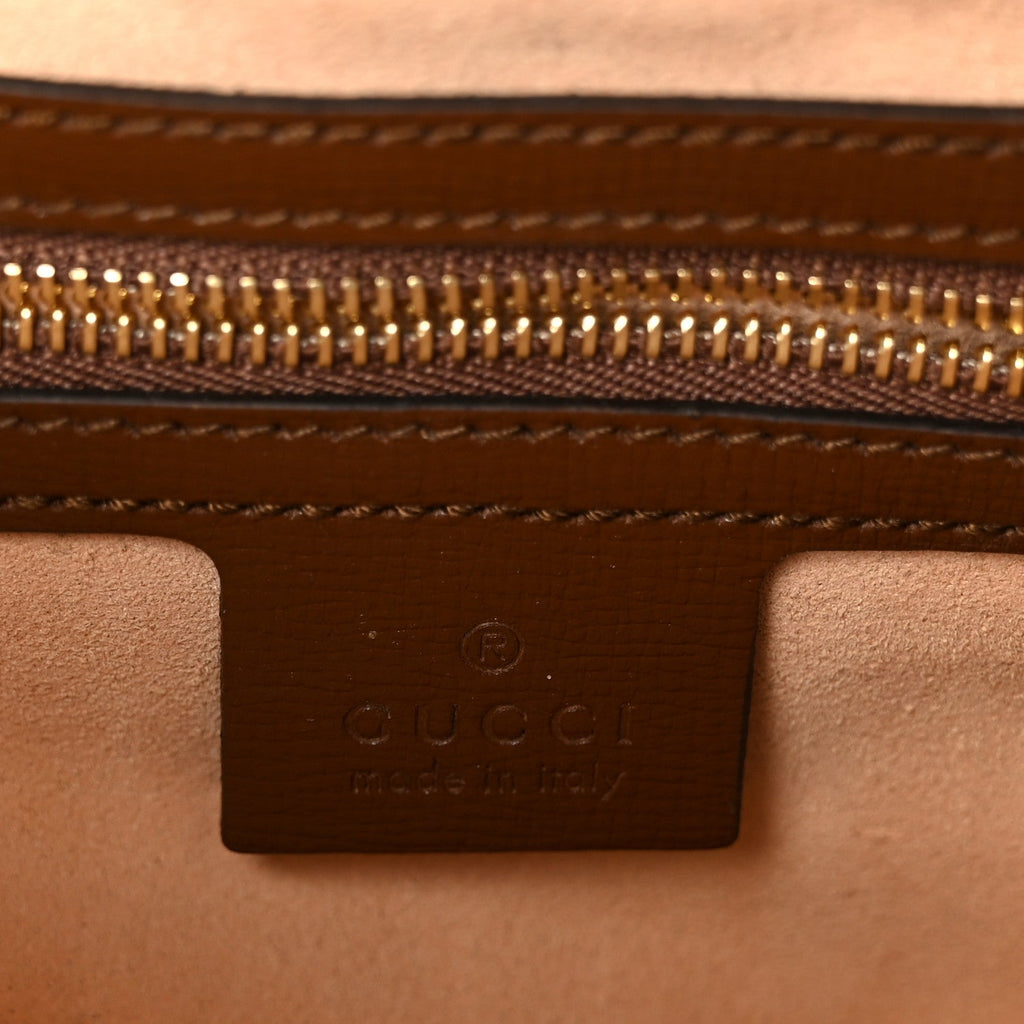 Gucci GG Supreme Monogram Azalea Calfskin Web Small Jackie 1961 Hobo Beige Ebony Brown Sugar