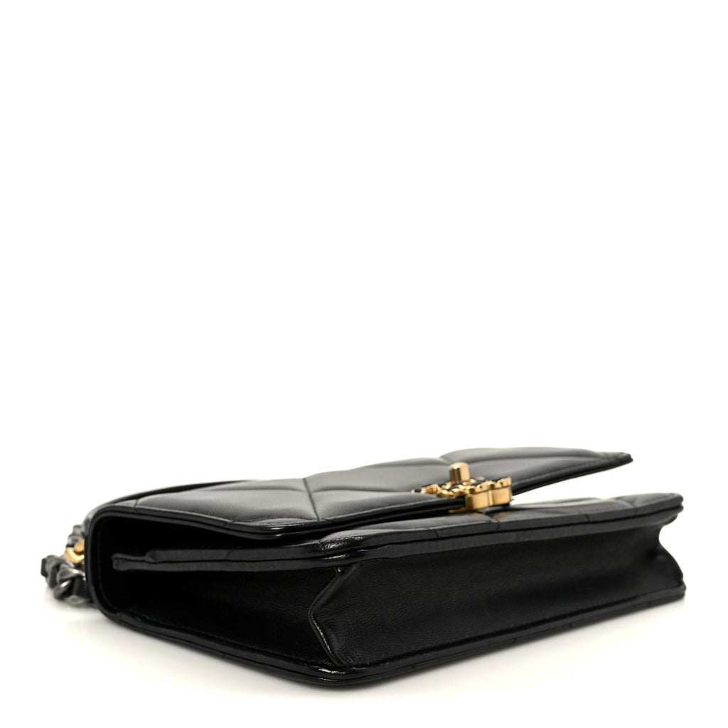 Chanel Lambskin Quilted Chanel 19 Wallet On Chain WOC Black