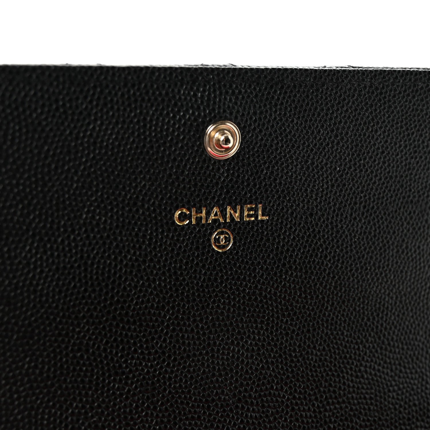 Caviar Metal Perforated Quilted CC Flap Wallet Black