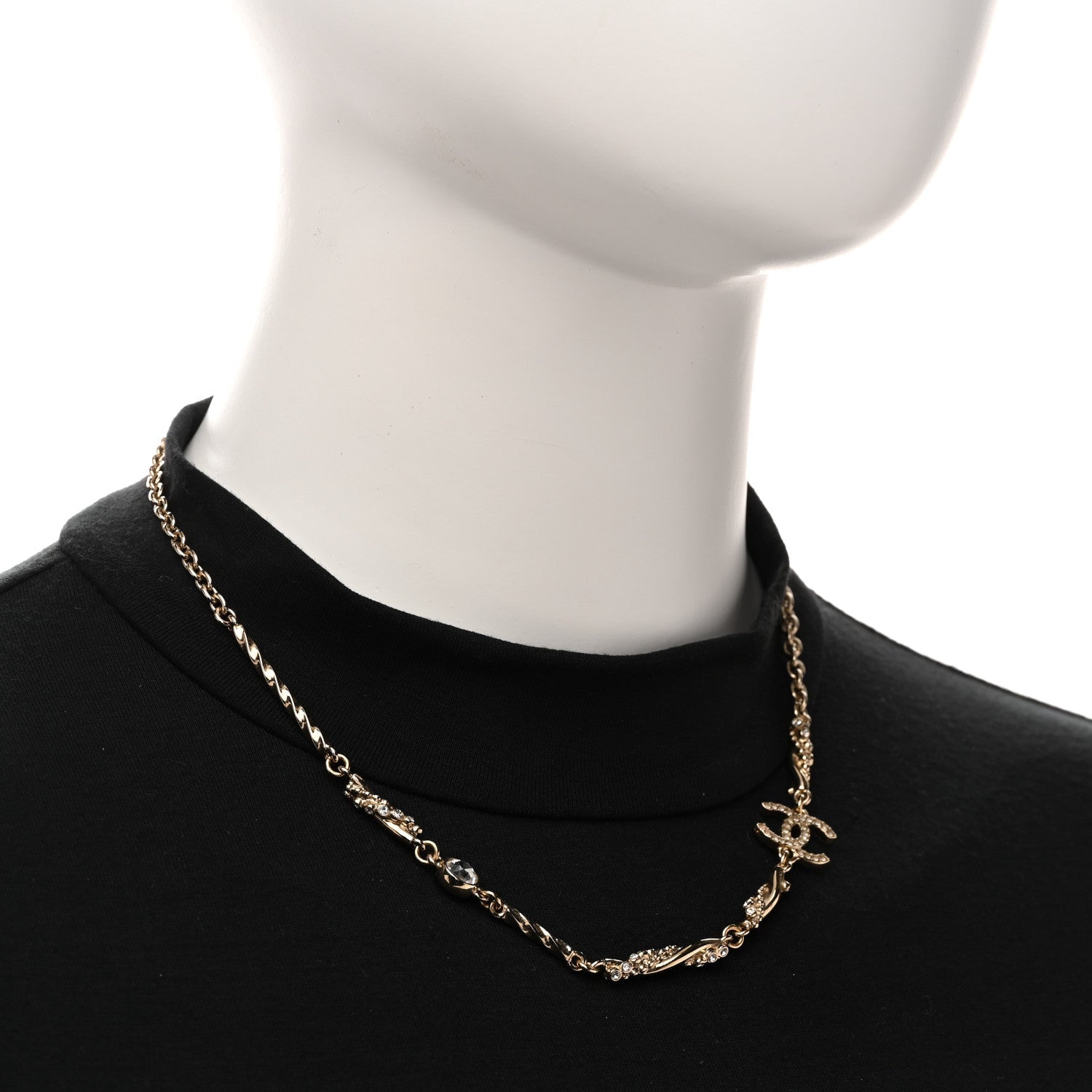 Crystal CC Twist Short Necklace Gold