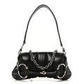 Gucci Nappa Vertical Matelasse Small Maxi Horsebit Chain Shoulder Bag Black