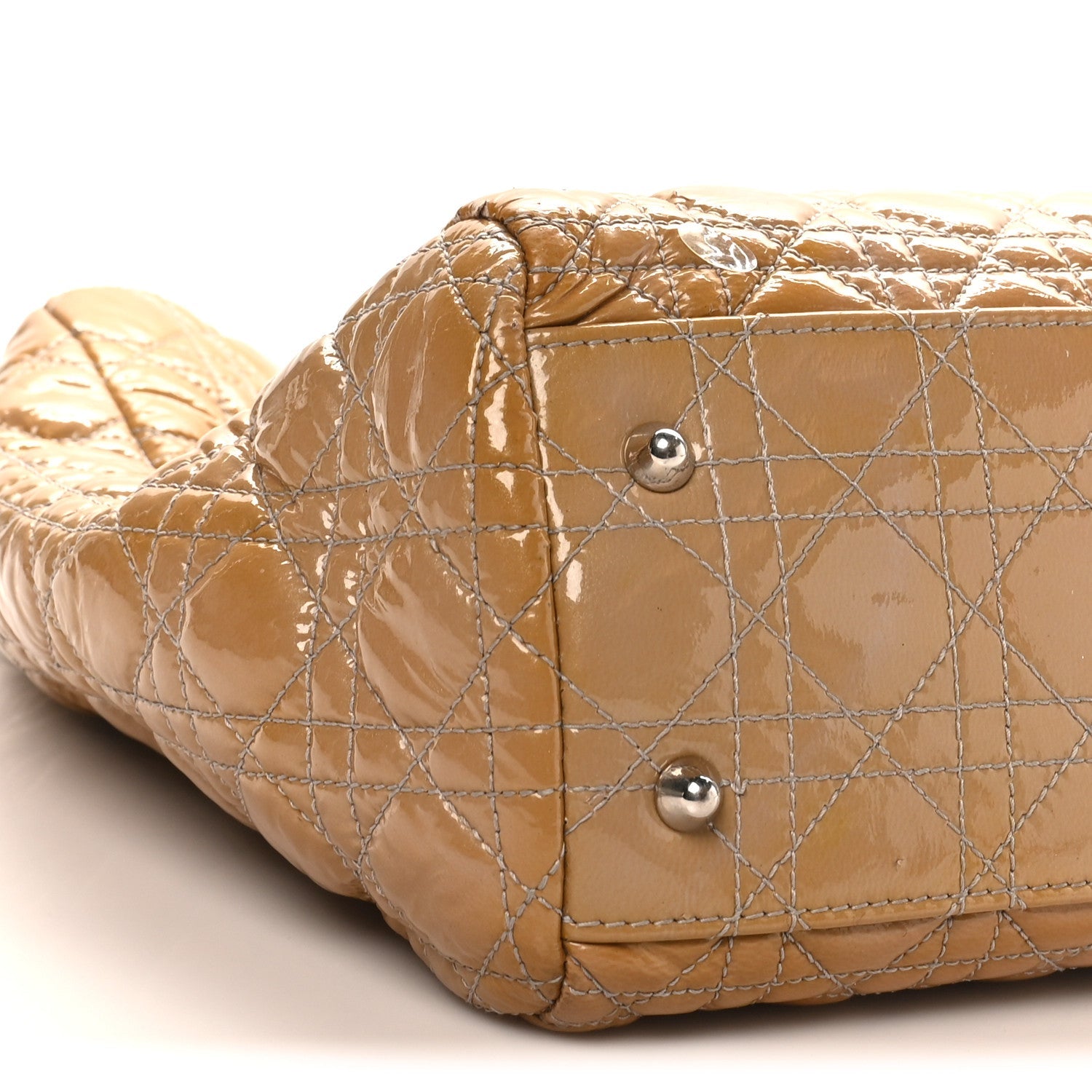 Christian Dior Patent Cannage Large Dior Soft Shopping Tote Beige