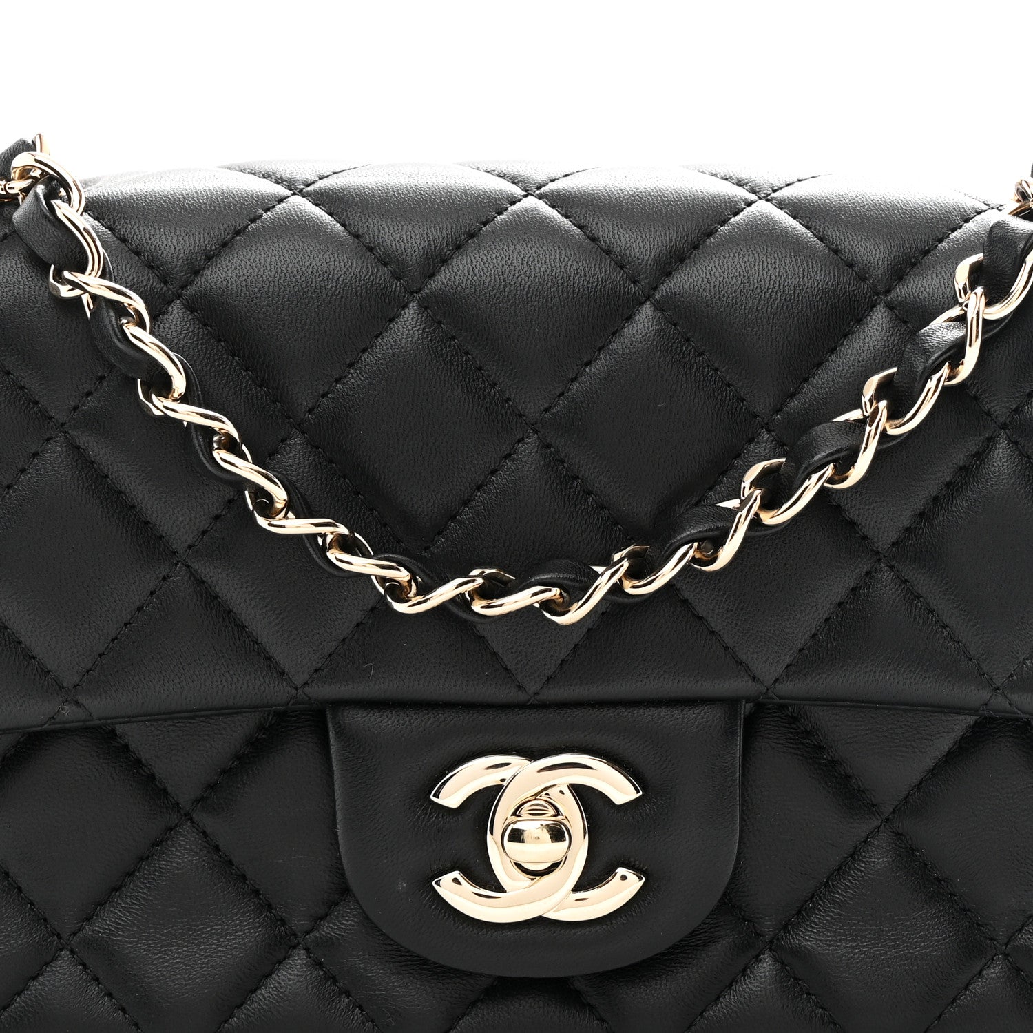 Chanel Lambskin Quilted Mini Rectangular Flap Black
