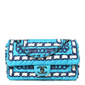 Chanel Silk Chain Printed Medium Single Flap Blue
