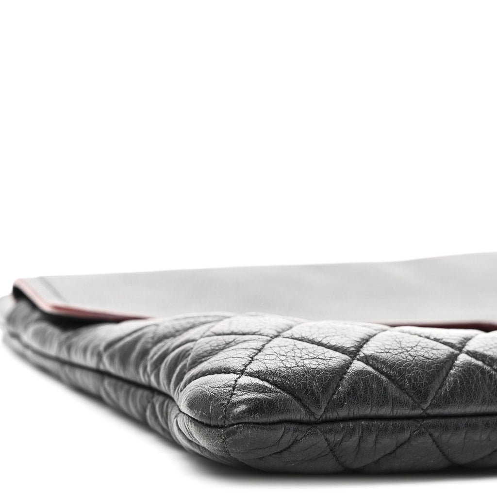 Grained Calfskin Quilted Large Archi Chic Cosmetic Case Navy