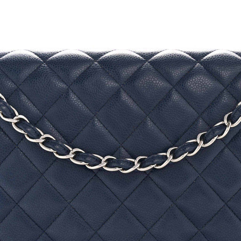 Chanel Caviar Quilted Maxi Double Flap Navy Blue