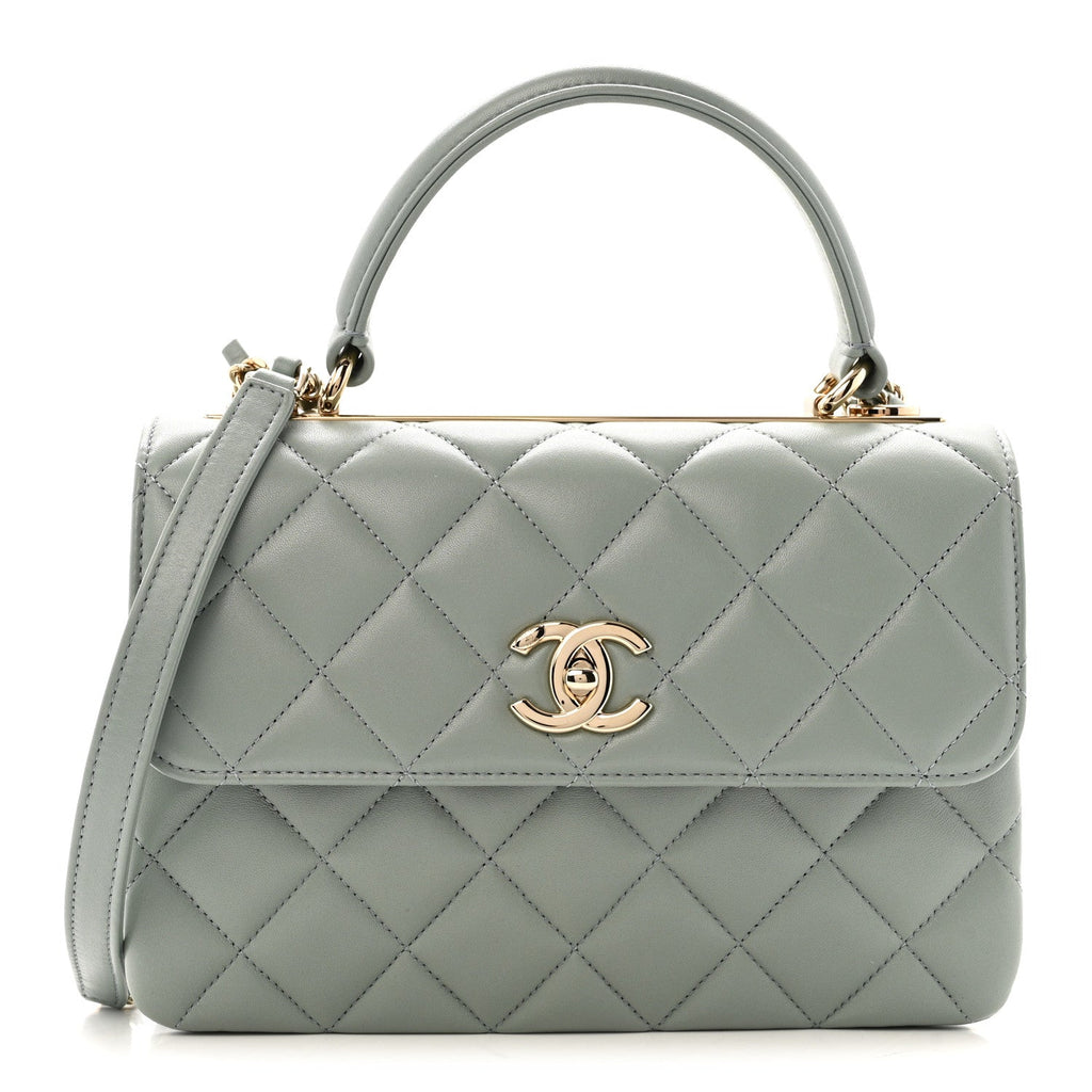 Chanel Lambskin Quilted Small Trendy CC Flap Dual Handle Bag Grey