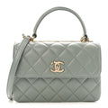 Chanel Lambskin Quilted Small Trendy CC Flap Dual Handle Bag Grey