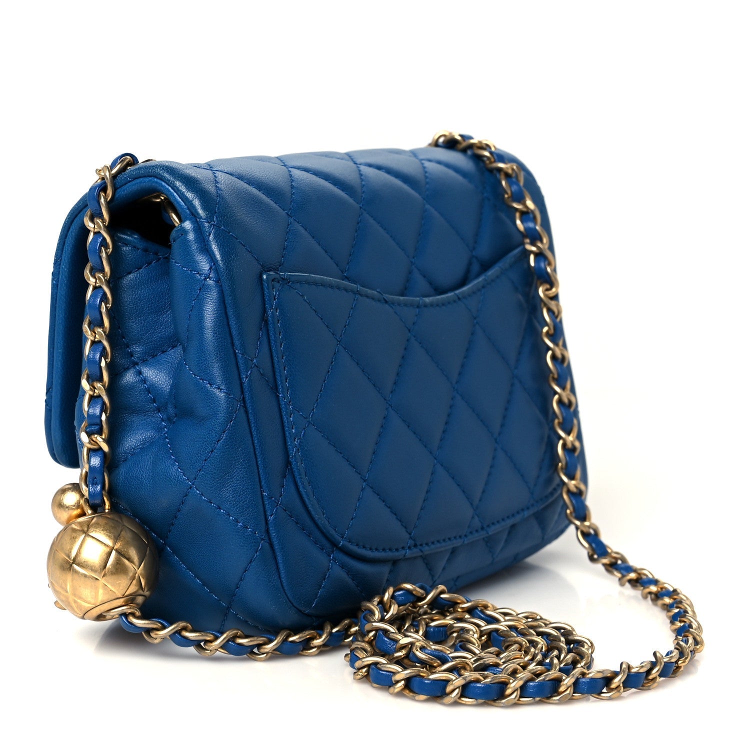 Chanel Lambskin Quilted Mini Pearl Crush Flap Blue