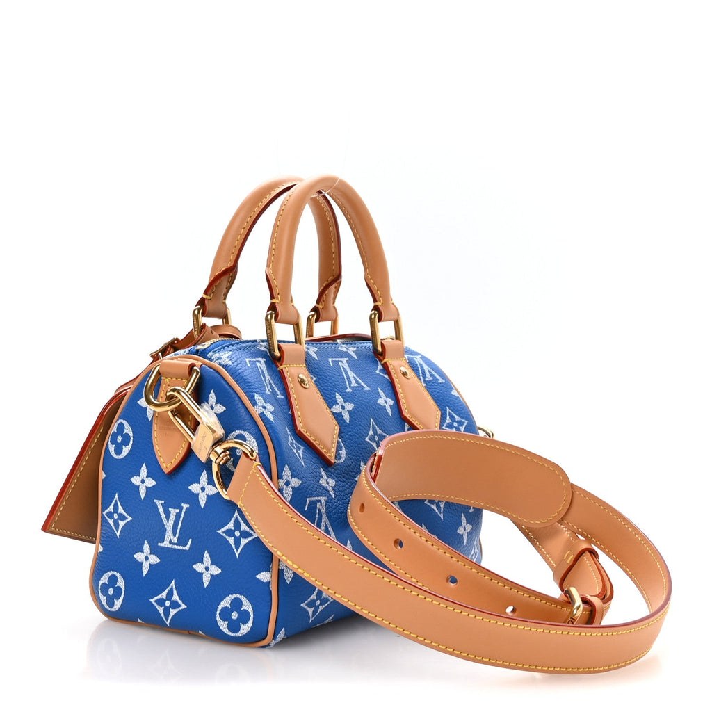 Louis Vuitton Calfskin Monogram Speedy P9 Bandouliere 20 Blue