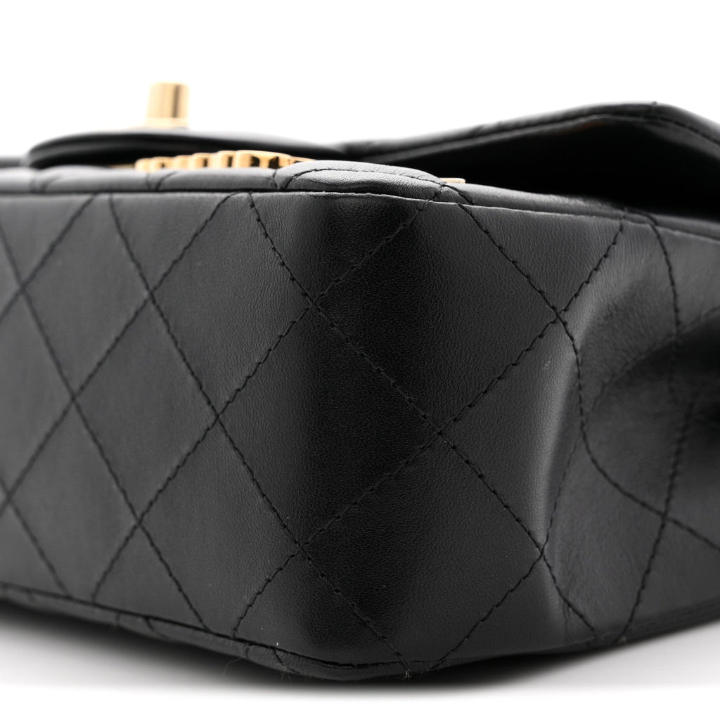 Chanel Lambskin Quilted Hollywood Charms Mini Rectangular Flap Black