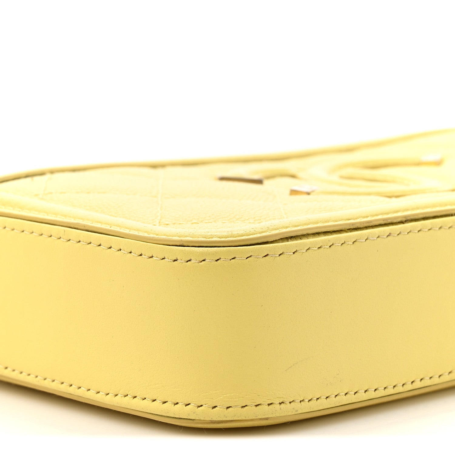Chanel Caviar Quilted CC Filigree Clutch With Chain Yellow
