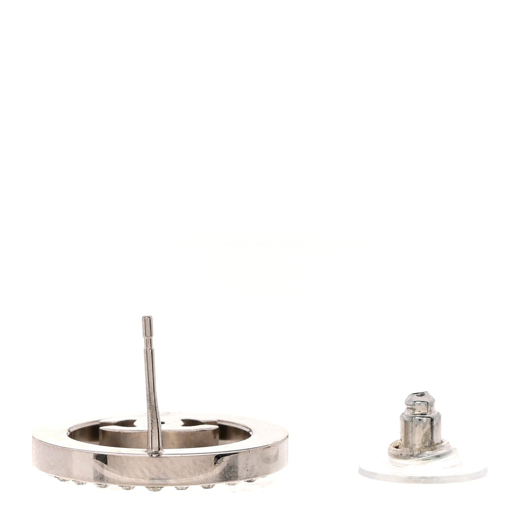 Crystal CC Round Single Earring Silver