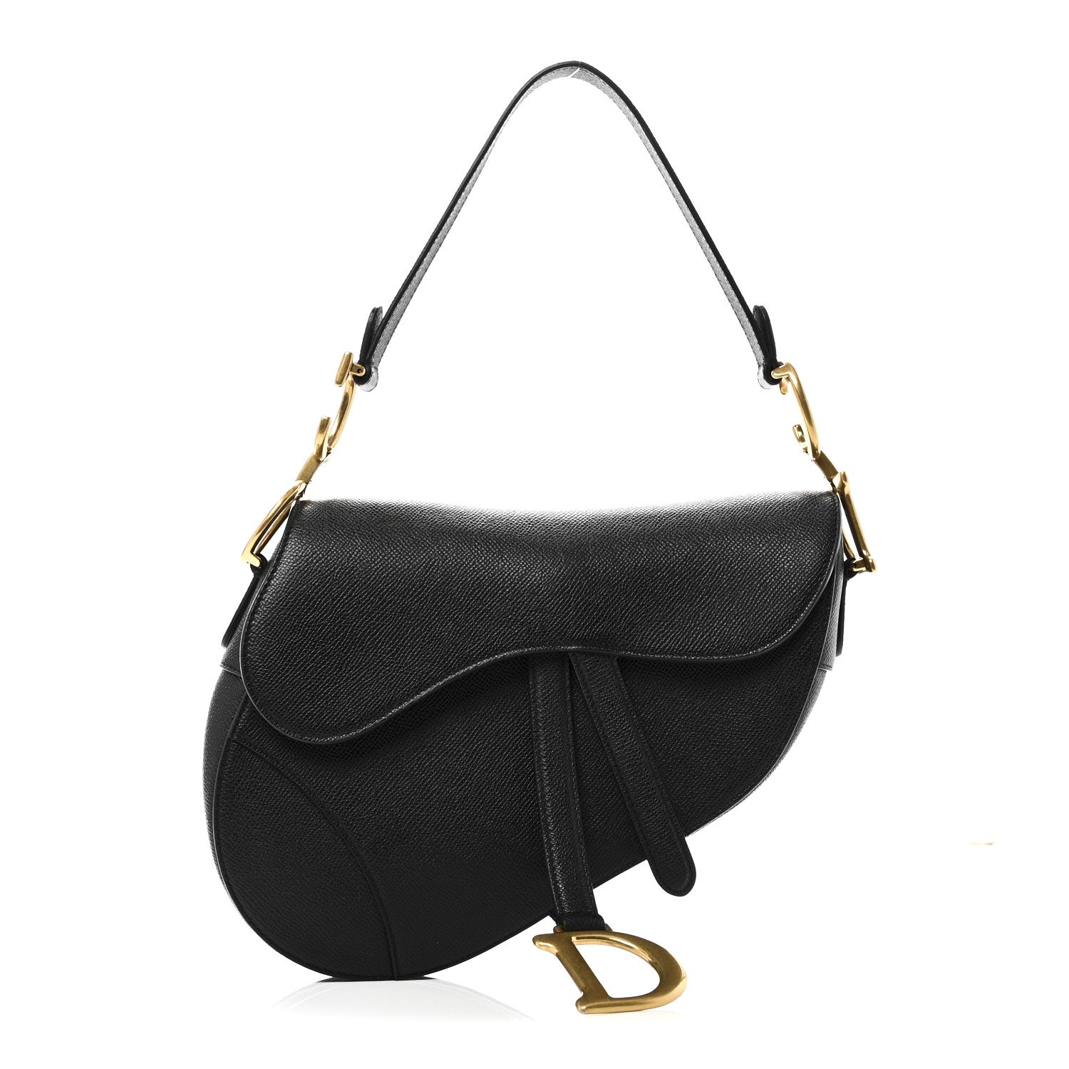 Christian Dior Grained Calfskin Saddle Bag Black