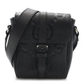 Gucci Piuma Calfskin Jumbo GG Embossed Small Messenger Bag Black