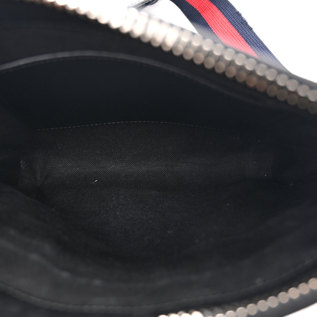 Gucci GG Supreme Monogram Web Small Flat Messenger Bag Black Grey