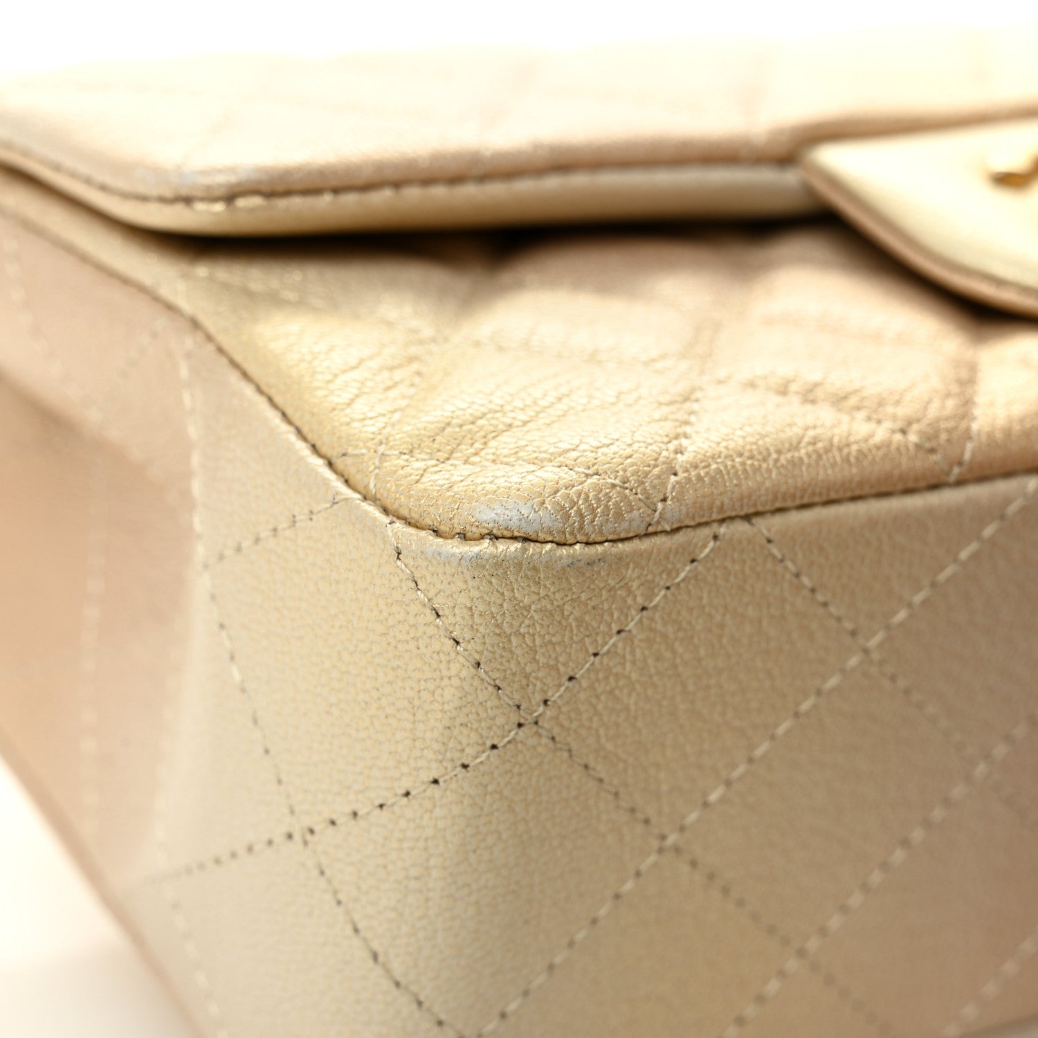 Chanel Metallic Goatskin Quilted Mini Rectangular Flap Gold