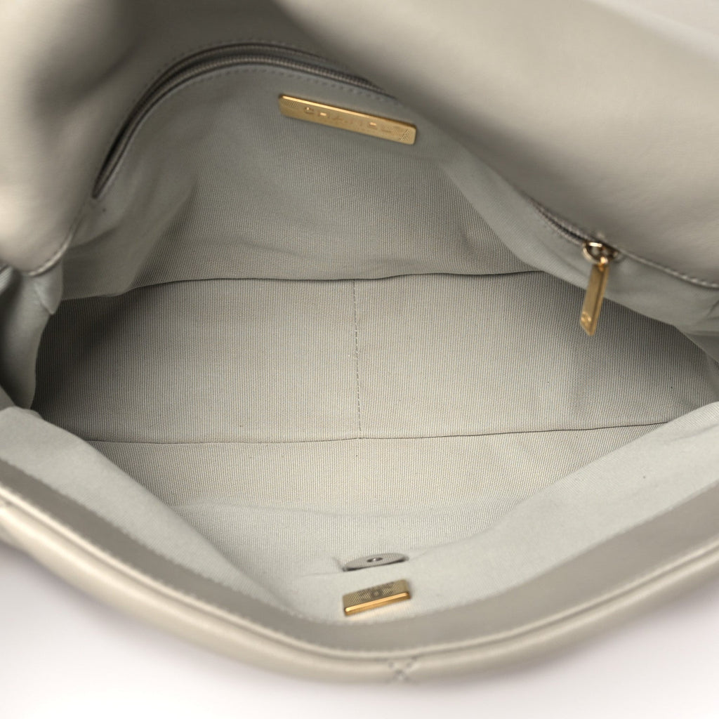 Chanel Lambskin Quilted Large Chanel 19 Flap Grey