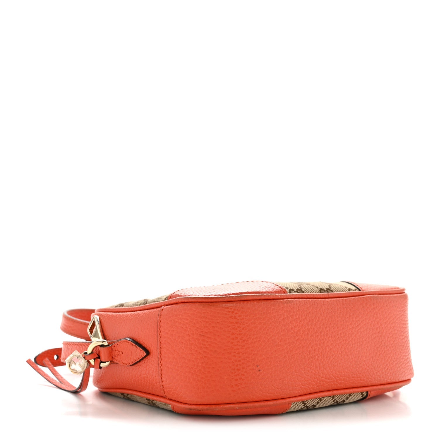 Gucci Monogram Dollar Calfskin Mini Bree Messenger Bag Beige Ebony Sun Orange